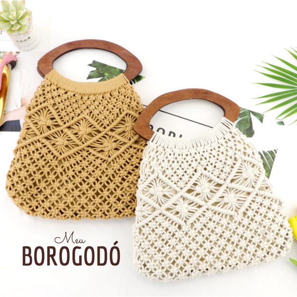 Bolsa Boho Alça de Madeira