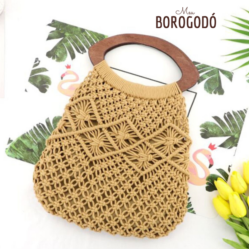 Bolsa Boho Alça de Madeira