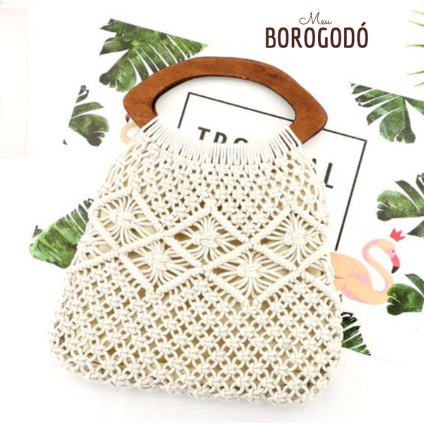 Bolsa Boho Alça de Madeira